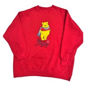 Disney Store Winnie the Pooh Poohs Snowy Days Red Sweatshirt Size Medium Vintage